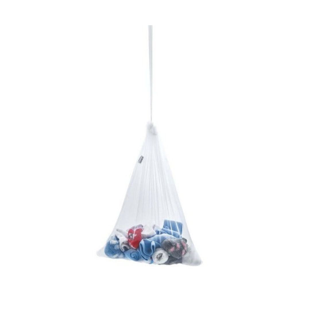 A white Babyjem mesh laundry bag for baby clothes with a secure zipper, sized 46x36 cm.