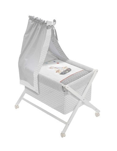 Wooden Baby Crib with Textiles and Canopy – Pirate Model