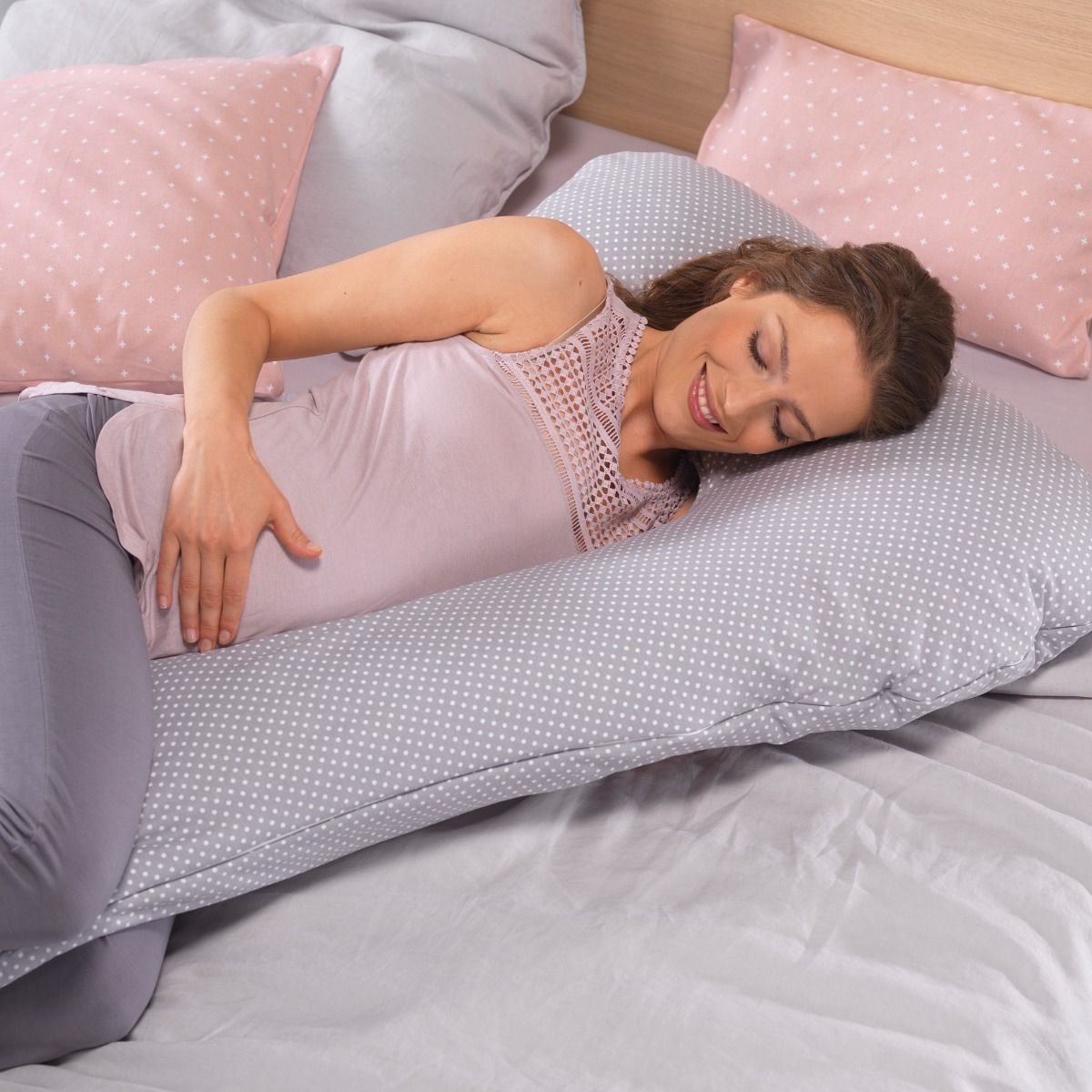 THERALINE my7 Body & Nursing Pillow – Melange Green Grey
