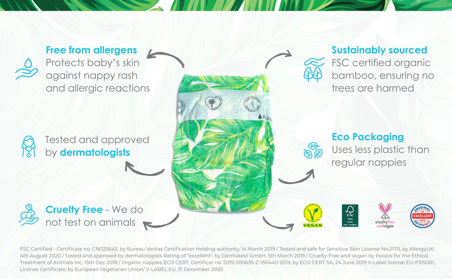 PureBorn Size 5 - Extra Large Tape Bamboo Diapers (11-18kg)
