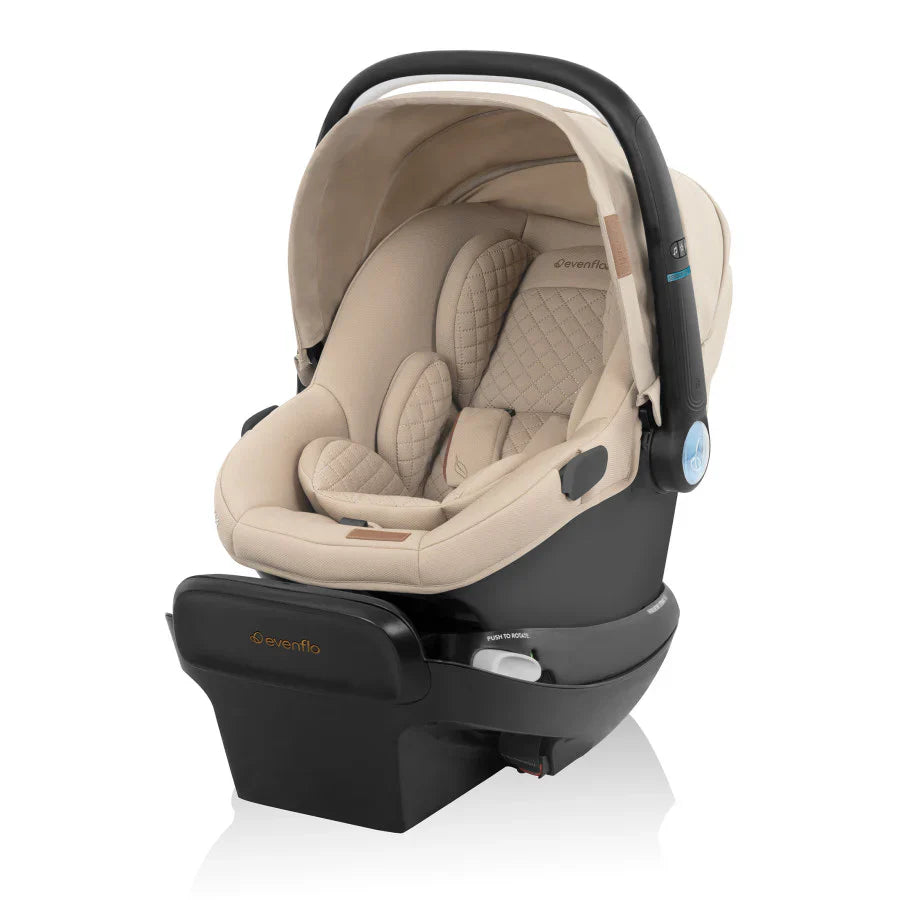 Evenflo Shyft Intuiti+ Travel System with Revolve180 LiteMax NXT &amp; SensorySoothe travertine
