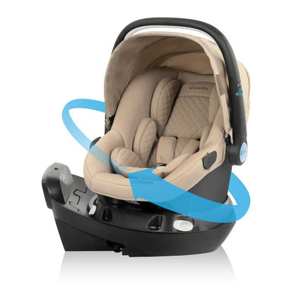 Evenflo Shyft Intuiti+ Travel System with Revolve180 LiteMax NXT &amp; SensorySoothe travertine