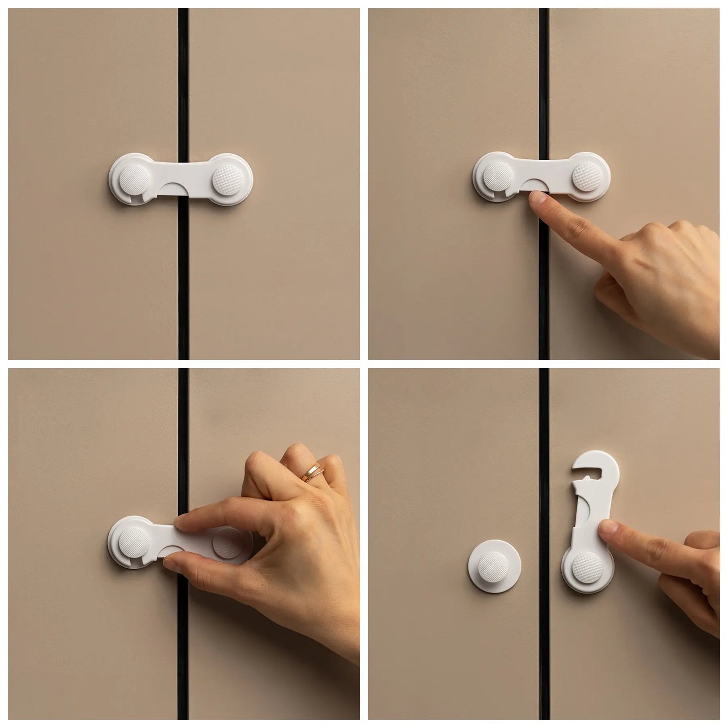 SIPO: Snap-Lock Cabinet and Drawer Locks – Set of 10
