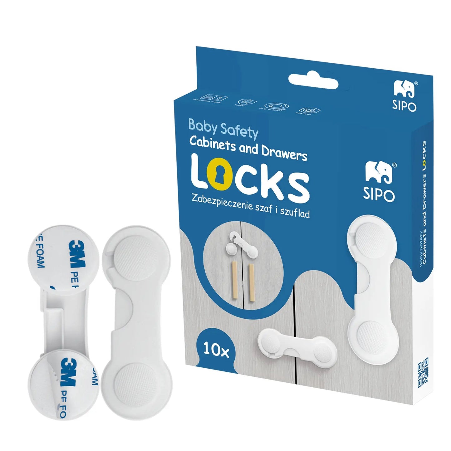 SIPO: Snap-Lock Cabinet and Drawer Locks – Set of 10