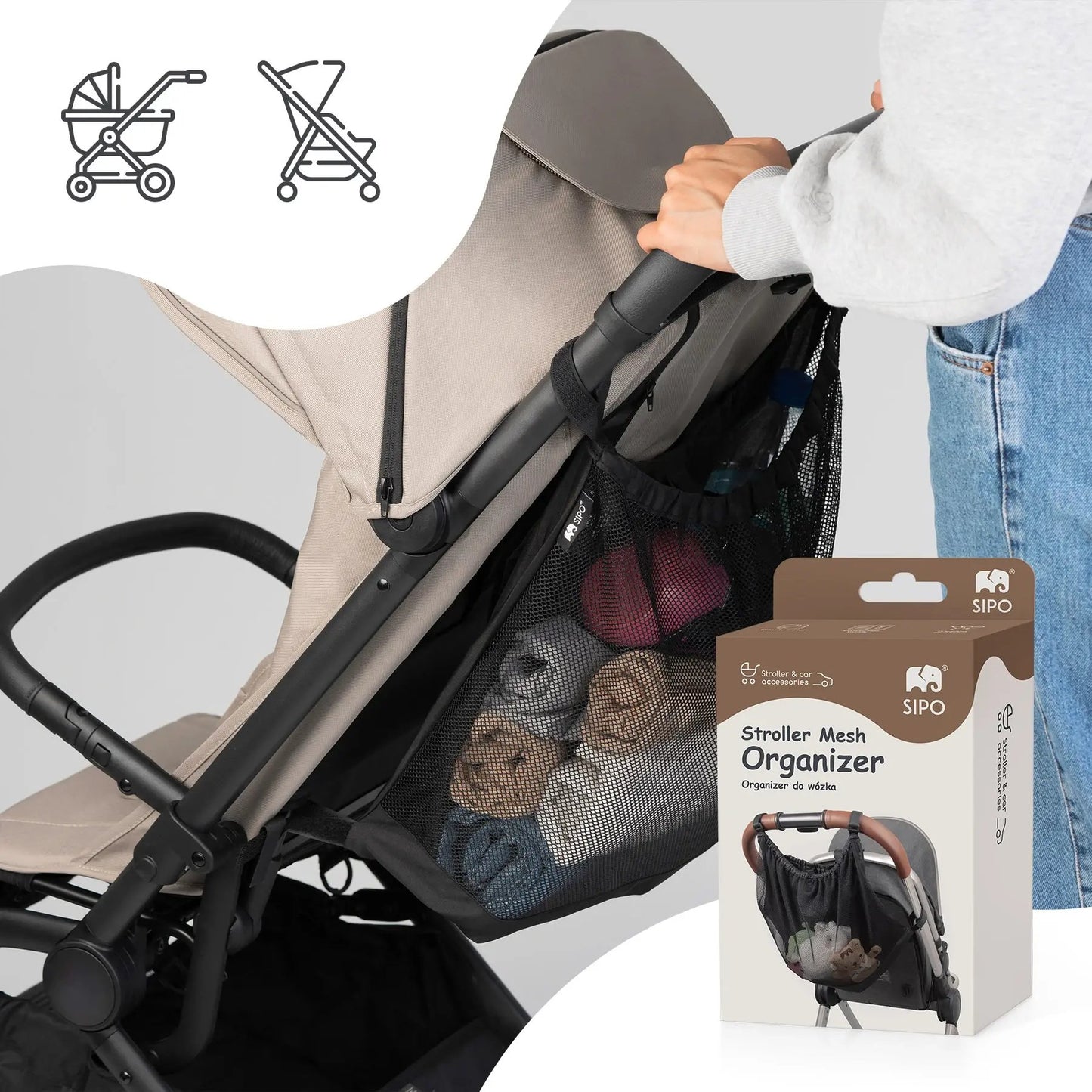 SIPO: Universal Mesh Stroller Organizer – XL Storage Bag