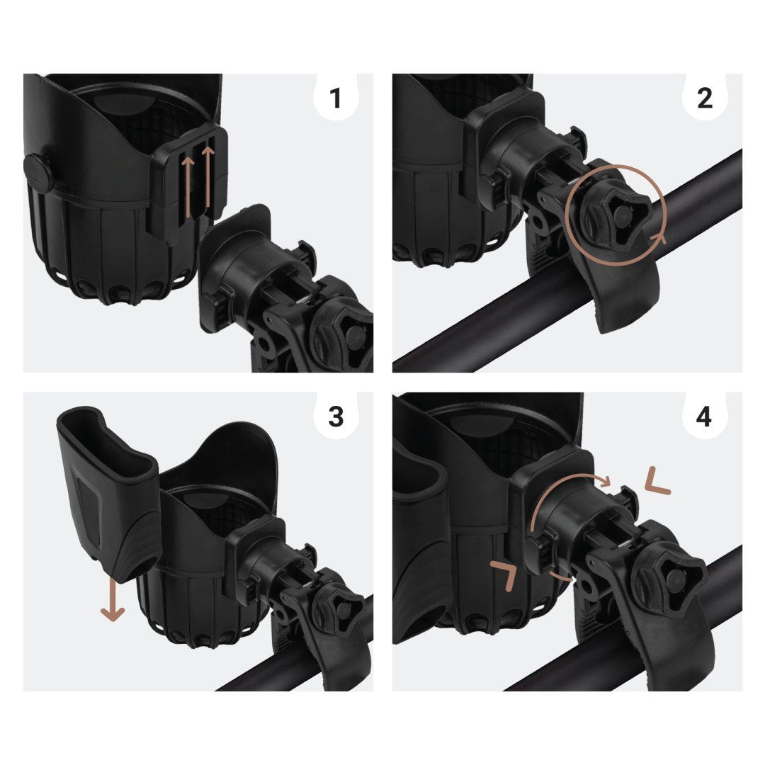 SIPO: Universal 2-in-1 Stroller Drink & Phone Holder (Black)