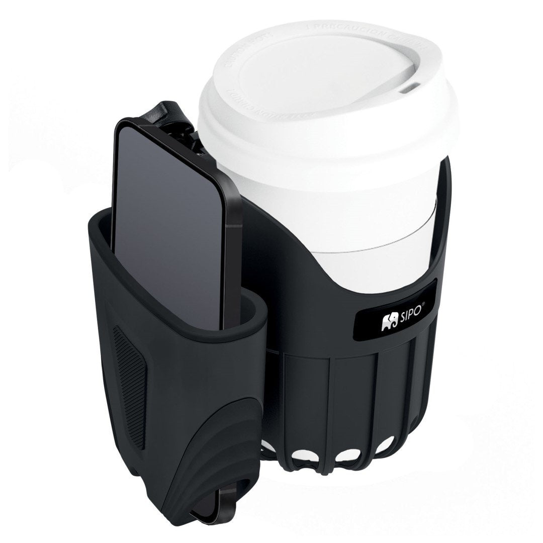 SIPO: Universal 2-in-1 Stroller Drink & Phone Holder (Black)