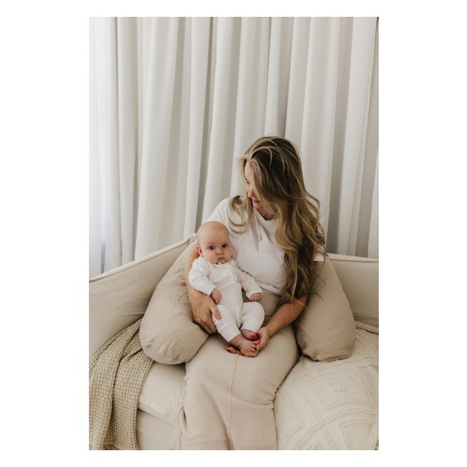 THERALINE The Original Maternity & Nursing Pillow – Sand Beige Muslin