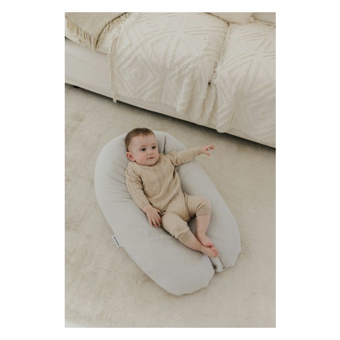 THERALINE The Original Maternity & Nursing Pillow – Light Grey Muslin