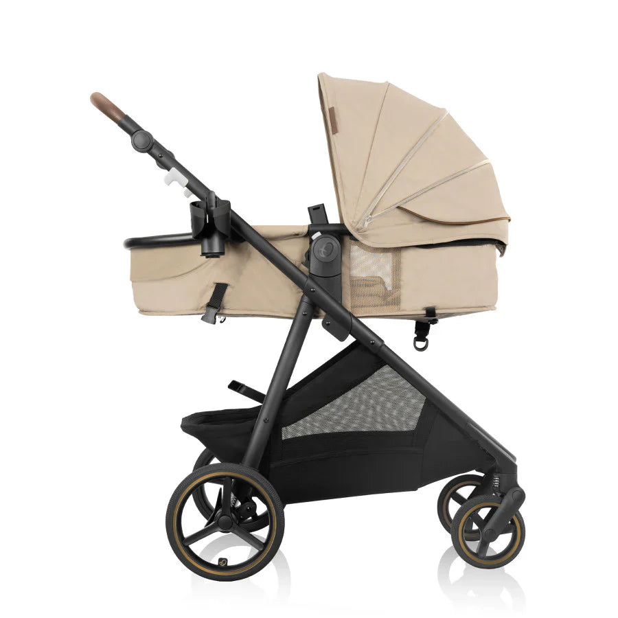 Evenflo Shyft Intuiti+ Travel System with Revolve180 LiteMax NXT &amp; SensorySoothe travertine