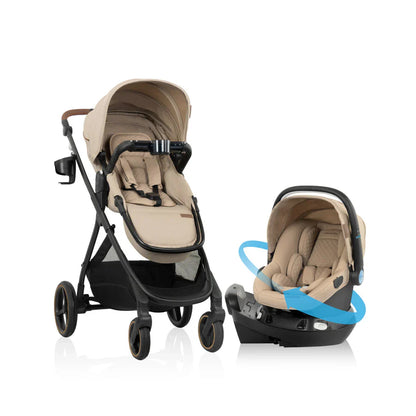 Evenflo Shyft Intuiti+ Travel System with Revolve180 LiteMax NXT &amp; SensorySoothe travertine