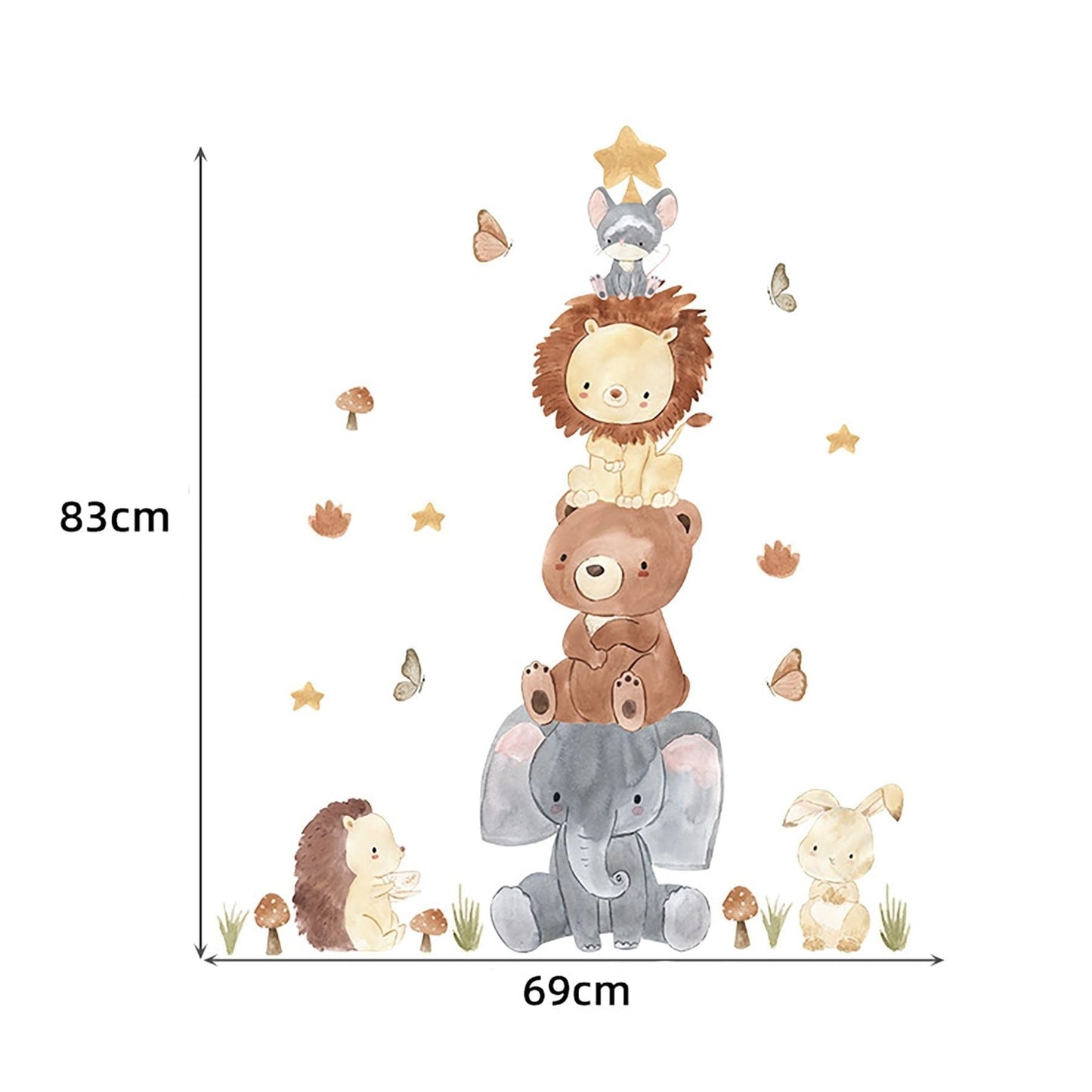SIPO: Nursery Wall Decals - Animals Pyramid (Dyrepyramide)