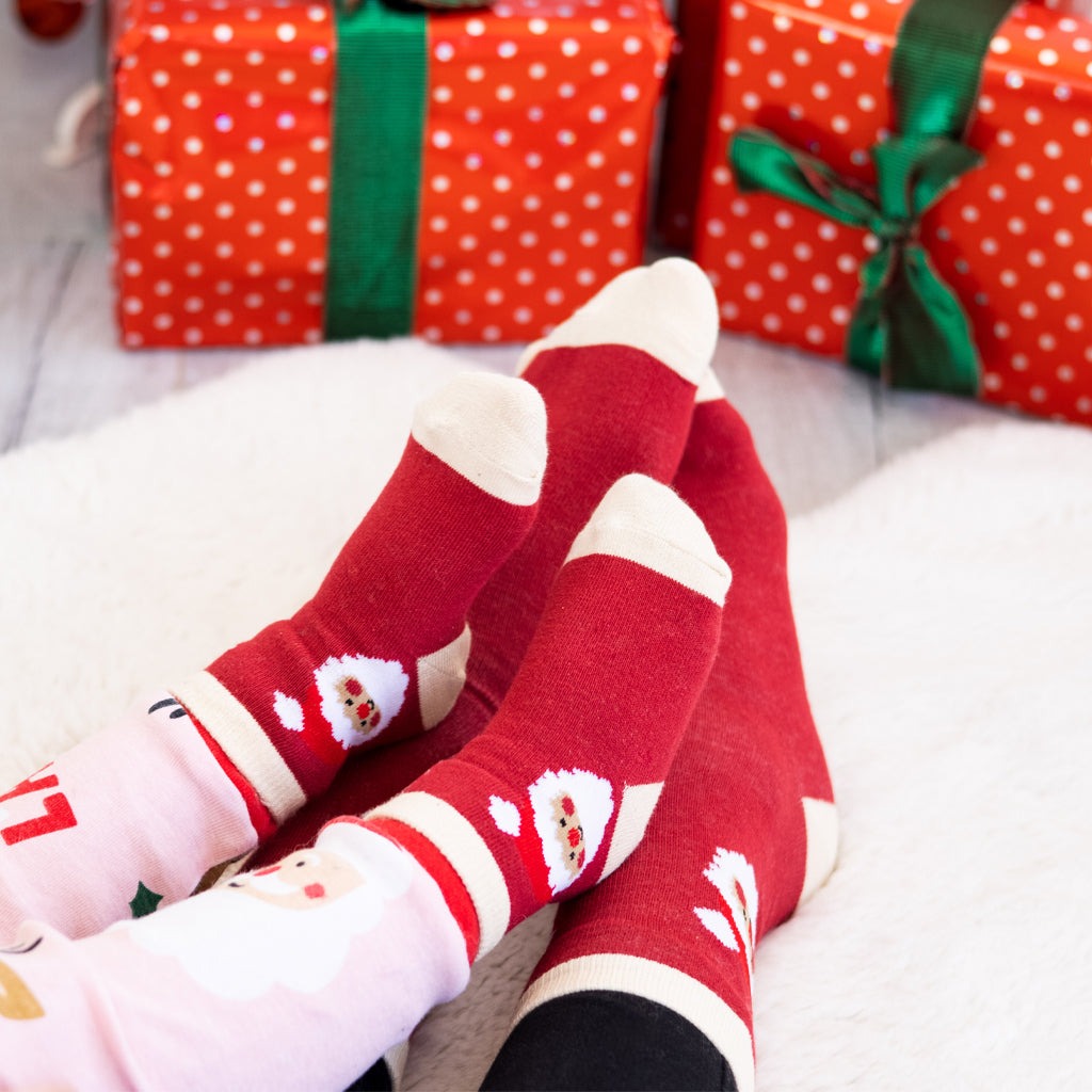 Parent and Baby Christmas Santa Sock Set